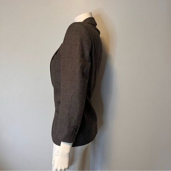 Vintage 100% virgin wool dark brown women blazer size S - Picture 8 of 10
